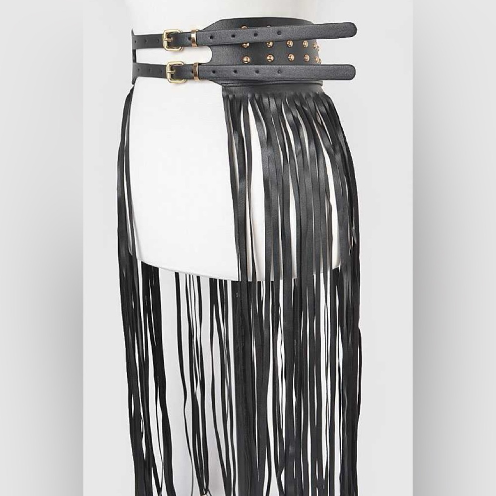Long Fringe Faux Skirt Belt!